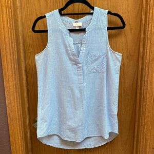 Subtle Blue and White Striped 100% Cotton Tank